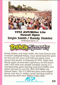 1992 Beach Sports #53 1992 AVP/Miller Lite Hawaii Open - Sinjin Smith / Randy Stoklos Back